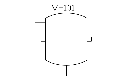 符號 Vessel, dished ends, support ring 的預覽，圖塊名 PID_VESSEL_RING