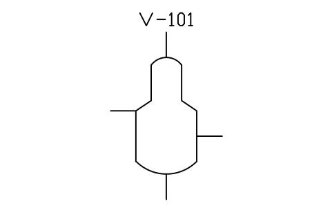 符號 Vessel, two diameters 的預覽，圖塊名 PID_VESSEL_TWO_DIA