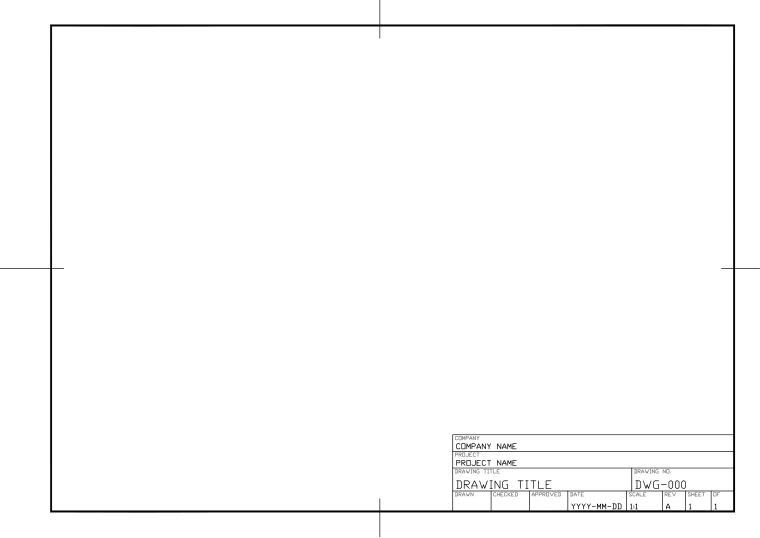 Anteprima del modello di cartiglio ISO A4, Orizzontale, 297 × 210 mm