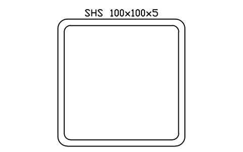 Aperçu du symbole SHS 100x100x5, bloc SEC_SHS100X5
