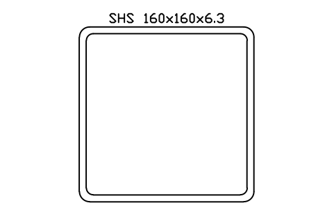 Aperçu du symbole SHS 160x160x6.3, bloc SEC_SHS160X6.3