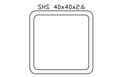 Aperçu du symbole SHS 40x40x2.6, bloc SEC_SHS40X2.6