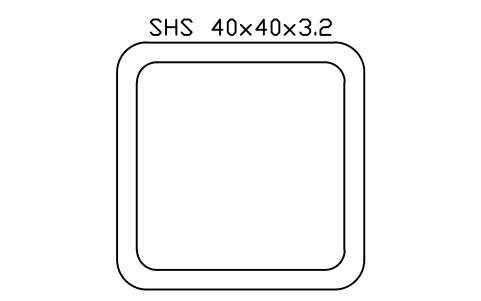Aperçu du symbole SHS 40x40x3.2, bloc SEC_SHS40X3.2