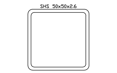 Aperçu du symbole SHS 50x50x2.6, bloc SEC_SHS50X2.6