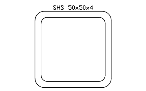 Aperçu du symbole SHS 50x50x4, bloc SEC_SHS50X4