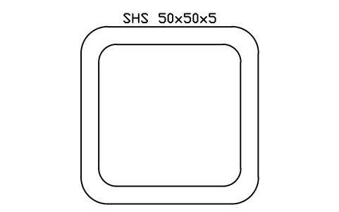 Aperçu du symbole SHS 50x50x5, bloc SEC_SHS50X5