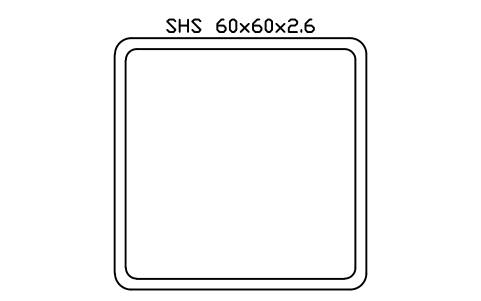 Aperçu du symbole SHS 60x60x2.6, bloc SEC_SHS60X2.6