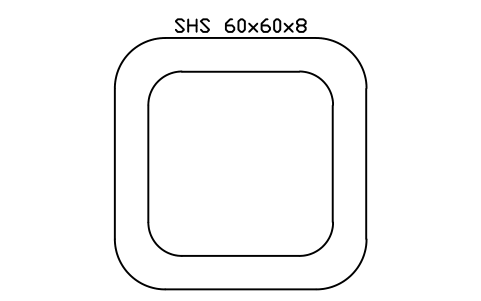 Aperçu du symbole SHS 60x60x8, bloc SEC_SHS60X8