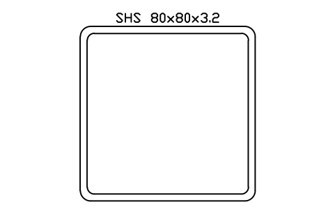 Aperçu du symbole SHS 80x80x3.2, bloc SEC_SHS80X3.2