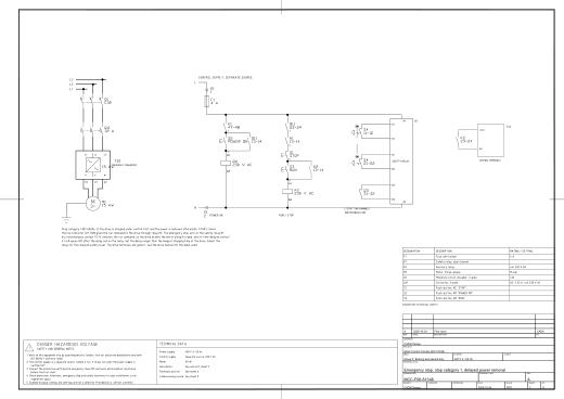 F06 Emergency stop, stop category 1, delayed power removal
