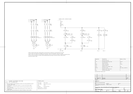 G03 Two pumps, duty and standby with automatic changeover
