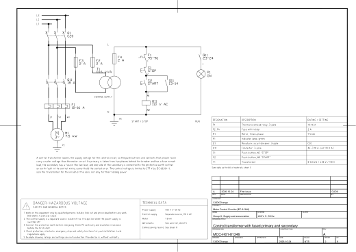 H01 Control transformer with fused primary and secondary