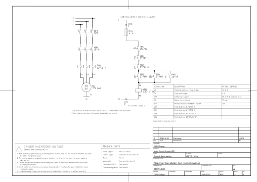 A03 Direct on line starter, two control stations