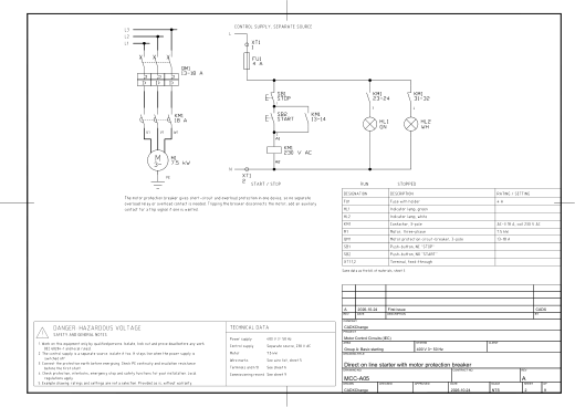A05 Direct on line starter with motor protection breaker