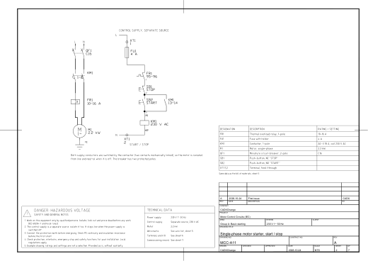 A11 Single-phase motor starter, start / stop