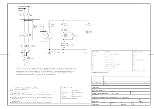 H01 Control transformer with fused primary and secondary