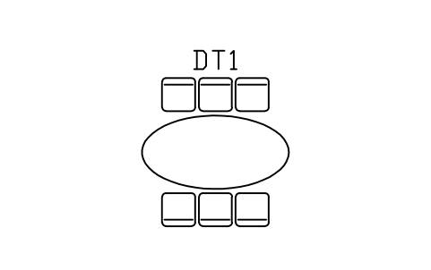 Vorschau des Symbols Dining table, oval with six chairs, Block ARCH_DINING_OVAL_6