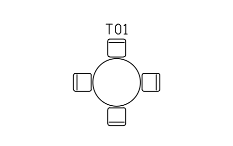 Vorschau des Symbols Dining table, round with four chairs, Block ARCH_DINING_TABLE_ROUND