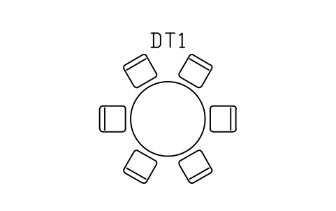 Vorschau des Symbols Round table with six chairs, Block ARCH_TABLE_ROUND_6