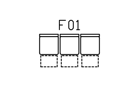 Vorschau des Symbols Lecture seating, three seats, Block ARCH_WORK_LECTURE_SEATS