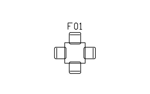 Vorschau des Symbols Restaurant table for four, Block ARCH_WORK_TABLE_4