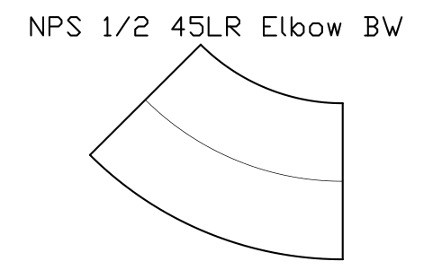 Vorschau des Symbols NPS 1/2 45LR Elbow BW, Block FIT_B169_ELB45LR_0.5