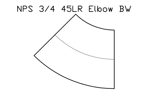 Vorschau des Symbols NPS 3/4 45LR Elbow BW, Block FIT_B169_ELB45LR_0.75