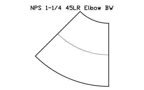 Vorschau des Symbols NPS 1-1/4 45LR Elbow BW, Block FIT_B169_ELB45LR_1.25