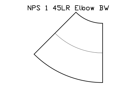 Vorschau des Symbols NPS 1 45LR Elbow BW, Block FIT_B169_ELB45LR_1
