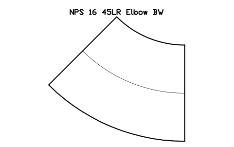 Vorschau des Symbols NPS 16 45LR Elbow BW, Block FIT_B169_ELB45LR_16
