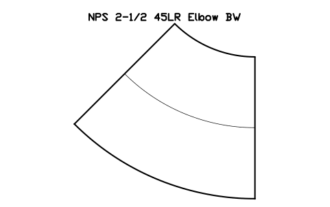 Vorschau des Symbols NPS 2-1/2 45LR Elbow BW, Block FIT_B169_ELB45LR_2.5