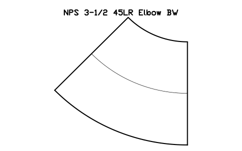 Vorschau des Symbols NPS 3-1/2 45LR Elbow BW, Block FIT_B169_ELB45LR_3.5