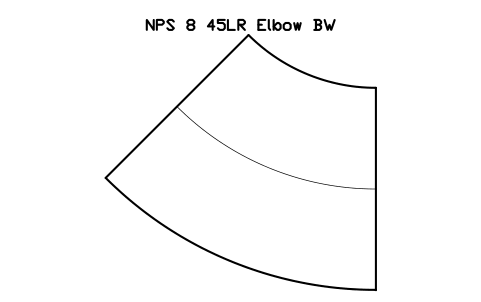 Vorschau des Symbols NPS 8 45LR Elbow BW, Block FIT_B169_ELB45LR_8