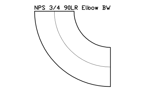 Vorschau des Symbols NPS 3/4 90LR Elbow BW, Block FIT_B169_ELB90LR_0.75