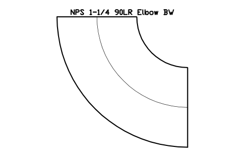 Vorschau des Symbols NPS 1-1/4 90LR Elbow BW, Block FIT_B169_ELB90LR_1.25