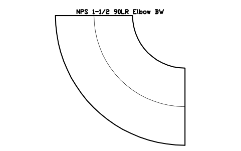 Vorschau des Symbols NPS 1-1/2 90LR Elbow BW, Block FIT_B169_ELB90LR_1.5