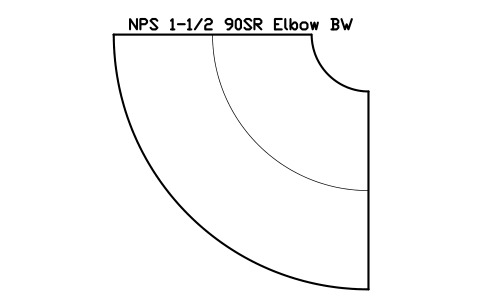 Vorschau des Symbols NPS 1-1/2 90SR Elbow BW, Block FIT_B169_ELB90SR_1.5