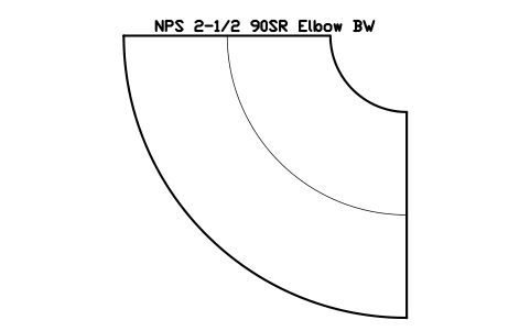 Vorschau des Symbols NPS 2-1/2 90SR Elbow BW, Block FIT_B169_ELB90SR_2.5