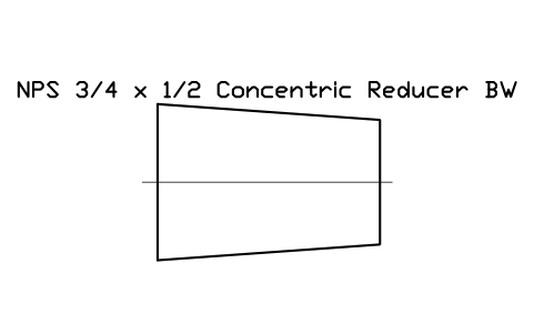 Vorschau des Symbols NPS 3/4 x 1/2 Concentric Reducer BW, Block FIT_B169_REDC_0.75X0.5