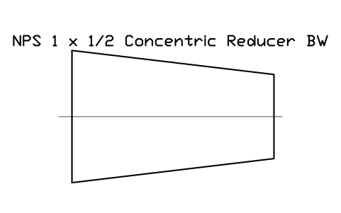 Vorschau des Symbols NPS 1 x 1/2 Concentric Reducer BW, Block FIT_B169_REDC_1X0.5