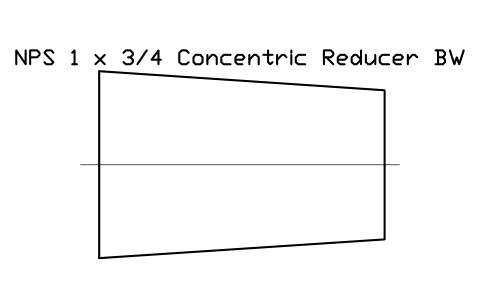 Vorschau des Symbols NPS 1 x 3/4 Concentric Reducer BW, Block FIT_B169_REDC_1X0.75