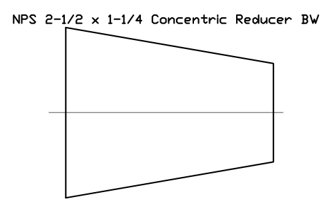 Vorschau des Symbols NPS 2-1/2 x 1-1/4 Concentric Reducer BW, Block FIT_B169_REDC_2.5X1.25
