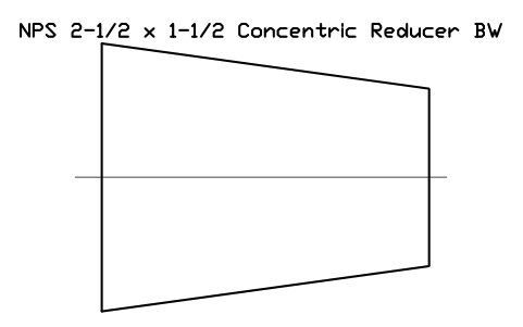 Vorschau des Symbols NPS 2-1/2 x 1-1/2 Concentric Reducer BW, Block FIT_B169_REDC_2.5X1.5