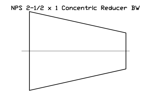 Vorschau des Symbols NPS 2-1/2 x 1 Concentric Reducer BW, Block FIT_B169_REDC_2.5X1