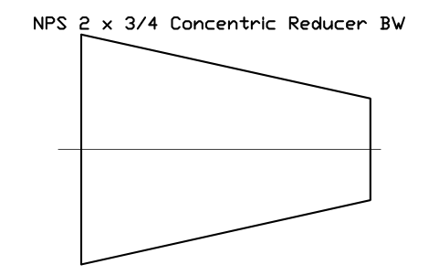 Vorschau des Symbols NPS 2 x 3/4 Concentric Reducer BW, Block FIT_B169_REDC_2X0.75