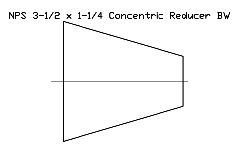 Vorschau des Symbols NPS 3-1/2 x 1-1/4 Concentric Reducer BW, Block FIT_B169_REDC_3.5X1.25