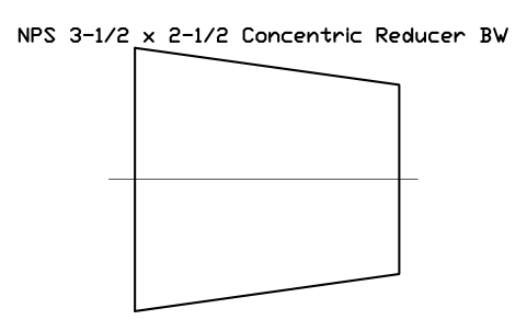 Vorschau des Symbols NPS 3-1/2 x 2-1/2 Concentric Reducer BW, Block FIT_B169_REDC_3.5X2.5