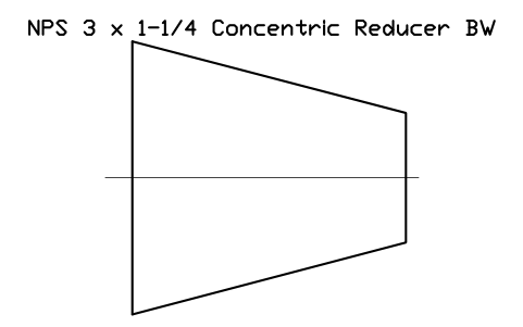 Vorschau des Symbols NPS 3 x 1-1/4 Concentric Reducer BW, Block FIT_B169_REDC_3X1.25