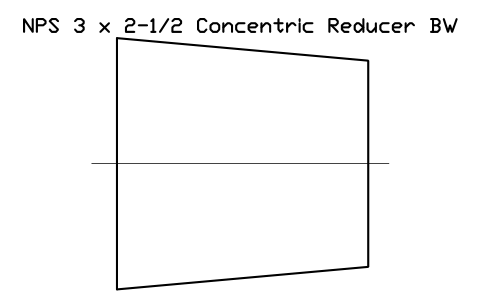 Vorschau des Symbols NPS 3 x 2-1/2 Concentric Reducer BW, Block FIT_B169_REDC_3X2.5