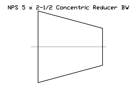 Vorschau des Symbols NPS 5 x 2-1/2 Concentric Reducer BW, Block FIT_B169_REDC_5X2.5